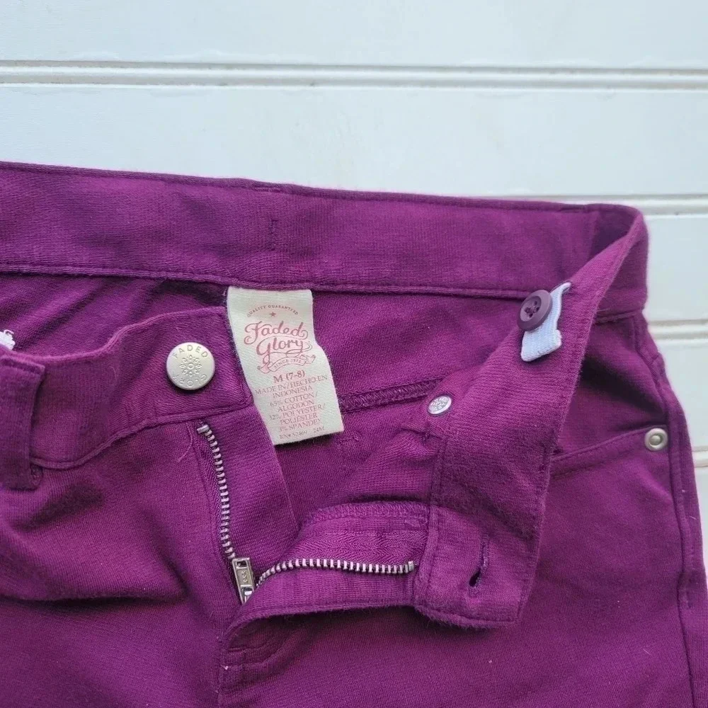 Lot Of 3 Kids Place Gap Curderoy Denim Jeans Purple Girls Brown Adjustable Reg 8
